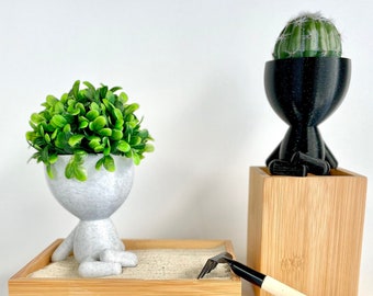 Yoga Pot, Cute Plant Pot, Zen Planter, Zen Decor, Boho Decor, 3D Printed Cute Succulent Planter, Air Plant Holder, Eco-friendly Gift