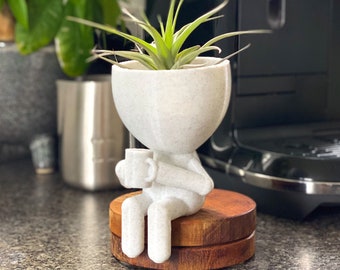 Little People Coffee Time - Succulent Planter - Coffee Gifts - Person Planter - Plat Pot with Drainage - People Planter - Cute Planter