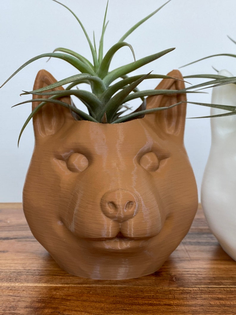 Cute Shiba Inu Planter Dog Pen Holder Shiba Inu Succulent Planter Dog Succulent Planter Animal Head Planter Loss Memorial Dog Pot image 2