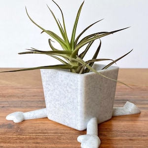 Square Pants Sleepy Cute Plant Pot - Homemade Planter Succulent Cactus Indoor Plants - Home Office Decoration - Gift Idea Plant Lover Marble
