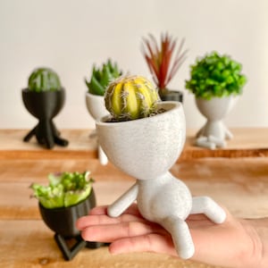 Little People Plant Pots Available in 6 Poses, Cute Planter with Drainage, Succulent Planter, Boho Decor, Window Plant Shelf, Robert Planter image 10