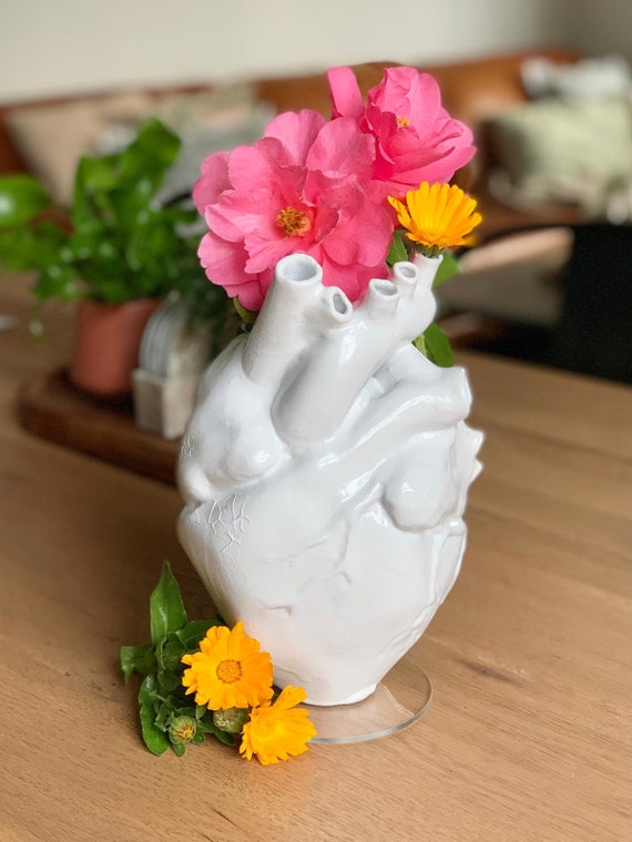 Vaso a cuore anatomico su misura Vaso per fiori secchi Cuore Vaso per fiori  Aspetto in ceramica Vaso per scultura di fiori Vaso per piante -  Italia