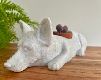 Corgi Gift, Corgi Memorial, Corgi Lover Gift Idea, Corgi Garden Statue, Corgi Pottery Look, Dog Planter, Corgi Loss, Lazy Corgi Planter
