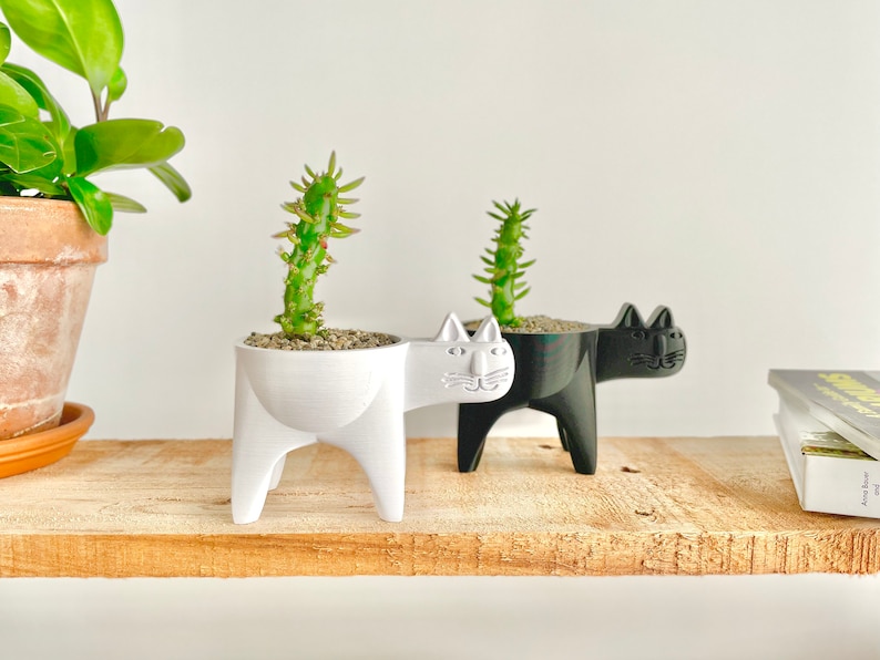 Cat Planter, Cat Cactus Planter, Cat Succulent Planter, Cat Gift Idea, Minimalist Decor, Boho, Cat Plant Pot, Cat Decor image 2