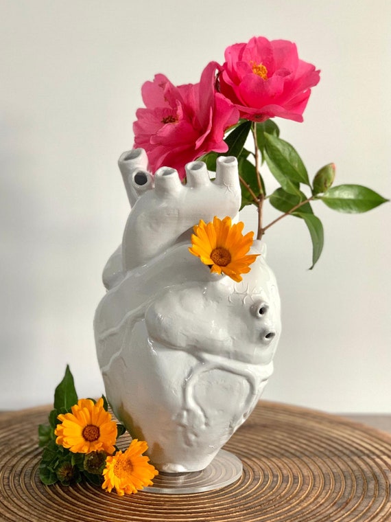 Vaso a cuore anatomico su misura Vaso per fiori secchi Cuore Vaso per fiori  Aspetto in ceramica Vaso per scultura di fiori Vaso per piante -  Italia