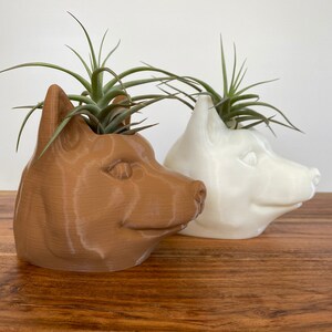 Cute Shiba Inu Planter Dog Pen Holder Shiba Inu Succulent Planter Dog Succulent Planter Animal Head Planter Loss Memorial Dog Pot image 3