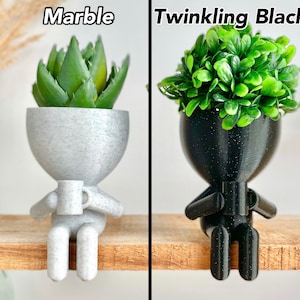 Little People Plant Pots Available in 6 Poses, Cute Planter with Drainage, Succulent Planter, Boho Decor, Window Plant Shelf, Robert Planter image 3