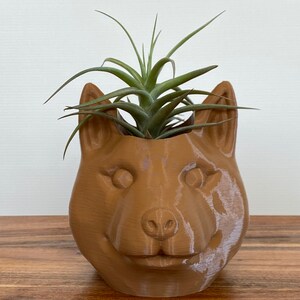 Cute Shiba Inu Planter Dog Pen Holder Shiba Inu Succulent Planter Dog Succulent Planter Animal Head Planter Loss Memorial Dog Pot Brown