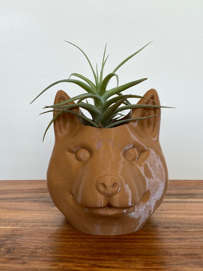 Shiba Inu Planter, Shiba Inu Gift, Japanese Dog Planter, Shiba Inu Decor, Shiba Inu Dog Loss Memorial, Shiba Inu Pencil Holder, Dog Planter Brown