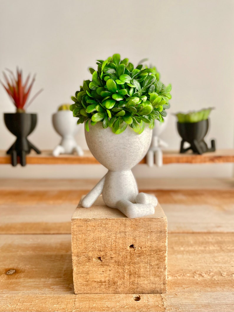 Little People Plant Pots Available in 6 Poses, Cute Planter with Drainage, Succulent Planter, Boho Decor, Window Plant Shelf, Robert Planter Crossed Legs