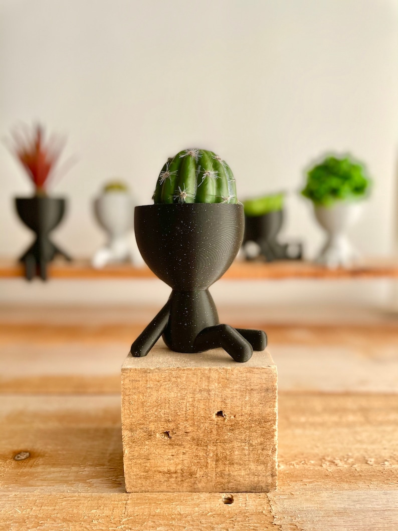 Little People Plant Pots Available in 6 Poses, Cute Planter with Drainage, Succulent Planter, Boho Decor, Window Plant Shelf, Robert Planter Chilling