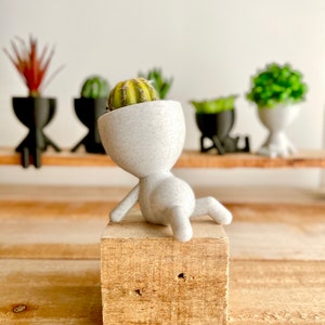 Little People Plant Pots Available in 6 Poses, Cute Planter with Drainage, Succulent Planter, Boho Decor, Window Plant Shelf, Robert Planter Preggo