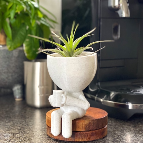 Little People Coffee Time - Succulent Planter - Coffee Gifts - Person Planter - Plat Pot with Drainage - People Planter - Cute Planter
