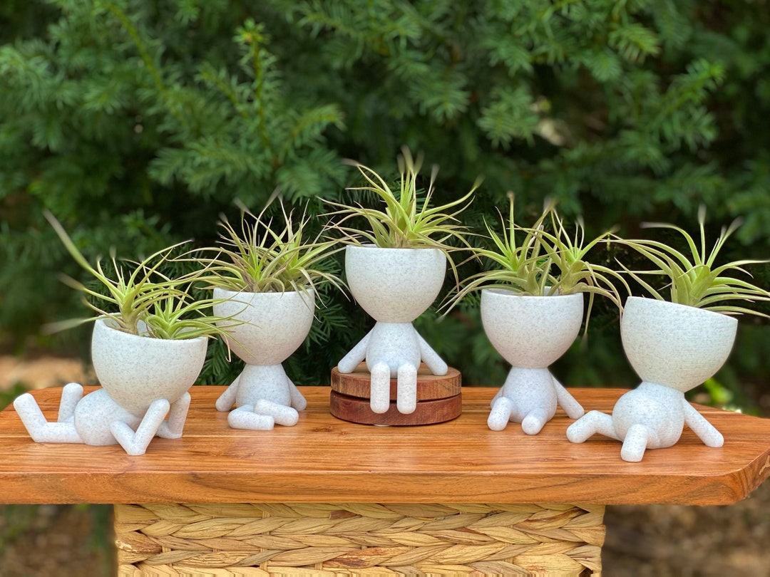 Cute Plant Pot Set, People Planters Sitting, Zen Garden Decor, Plant