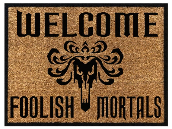 Home Garden Tower Of Terror W Welcome Foolish Mortals Disney Inspired Welcome Doormat Rugs Carpets Life Itself Jp