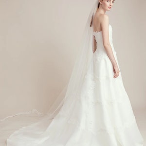 Gramercy Wedding Dress Strapless Magnolia Full Gown Lace Trim Applique Custom Handwork B55 image 2