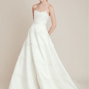 Gramercy Wedding Dress Strapless Magnolia Full Gown Lace Trim Applique Custom Handwork B55 image 1