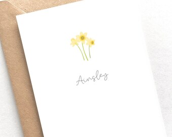 March Birthday Card - Custom Name | Personalized Birthday Card | Birthday Card for Gardener | Flower Lover | Plant Parent | Daffodil
