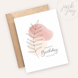 Carte d'anniversaire personnalisée - Joyeux anniversaire avec nom personnalisé | Cadeau personnalisé | Texte personnalisable | Simple | Bohème | Minimaliste | Moderne