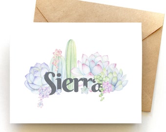 Personalized Card for Succulent Lover - Custom Cactus Card | Succulent Birthday Card | Card for Plant Parent | New Baby | Thank You Card