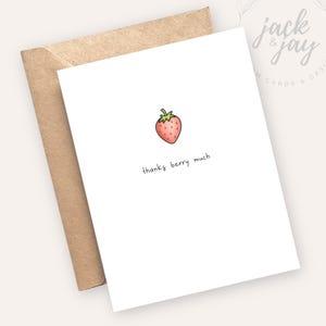 Merci beaucoup Berry - Carte de remerciement pour amateur de fruits | Cadeau pour un ami | Carte pour voisin | Carte pour employé | Fraise | Jeu de mots