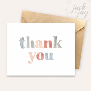 Merci - carte de remerciement aquarelle | carte pour ami | Merci pour la fête prénatale | Merci de mariage | A2