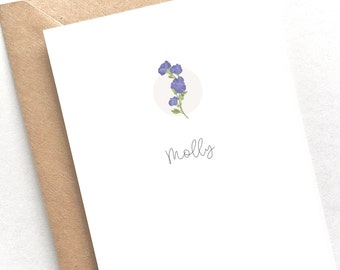 February Birthday Card - Custom Name | Personalized Birthday Card | Birthday Card for Gardener | Flower Lover | Plant Parent | Violet