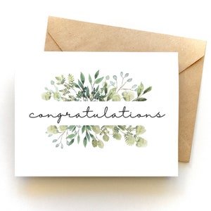 Floral Congratulations Card -  Wedding | Engagement | New Baby | Pregnancy | Promotion | New Job | Congrats | Plant Lover | Watercolour