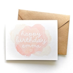 Carte d'anniversaire personnalisée - Joyeux anniversaire avec nom personnalisé | Carte d'anniversaire personnalisée | Votre nom personnalisé | Texte personnalisable | Aquarelle