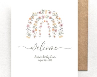 Welcome Card for Baby - Custom Name | Personalized Newborn Gift | Baby Girl | Baby Boy | Baby Shower Gift