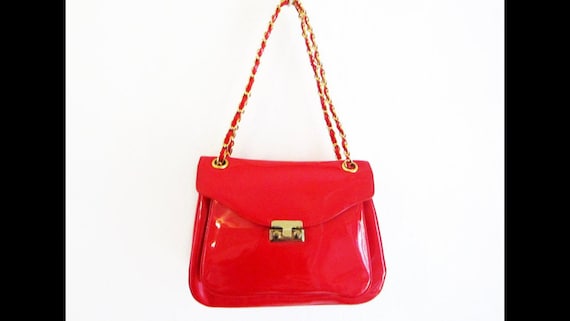 Vintage Patent Leather bright red handbag Dorian 6