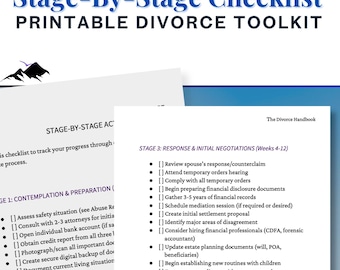 Divorce Checklist Printable | Stage-by-Stage Divorce Organizer | Separation Planning PDF