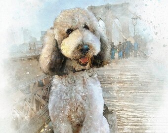 Pet Portrait canvas, Single Pet Painting, Custom Pet Portrait, Custom Dog portrait, Canvas Watercolor Portrait, Dog Art, Printed on Canvas