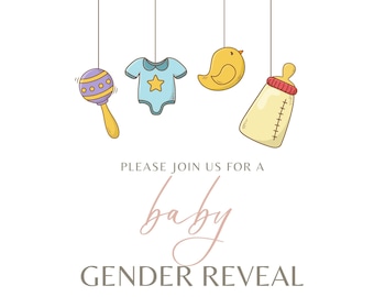 Gender Reveal Invitation, Baby Shower Invitation, Boy or Girl, Custom Baby Shower, Printable Gender Reveal Invitation, PDF Download