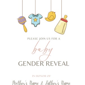 Gender Reveal Invitation, Baby Shower Invitation, Boy or Girl, Custom Baby Shower, Printable Gender Reveal Invitation, PDF Download