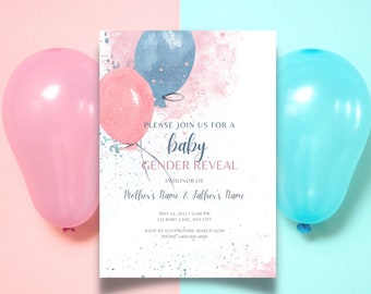 Gender Reveal Invitation, Baby Shower Invitation, Boy or Girl, Custom Baby Shower, Printable Gender Reveal Invitation, PDF Download