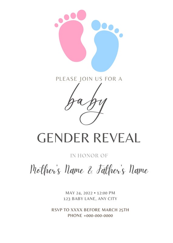 Gender Reveal Invitation Custom Gender Reveal Invitation Etsy