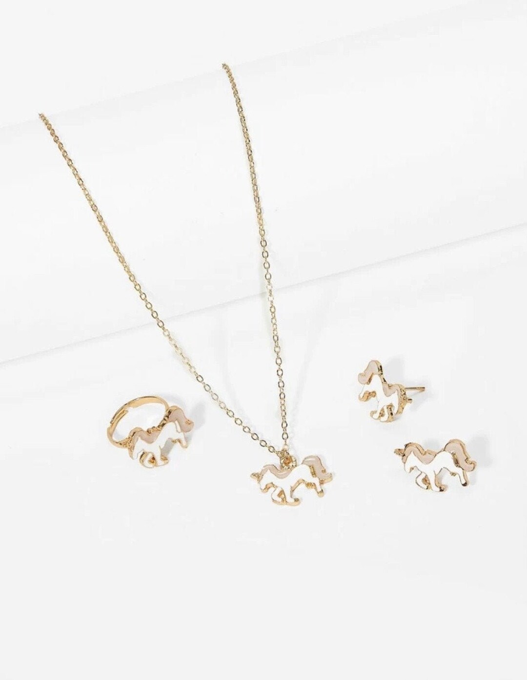 Unicorn Jewelry Set Unicorn Necklace Unicorn Earrings Etsy