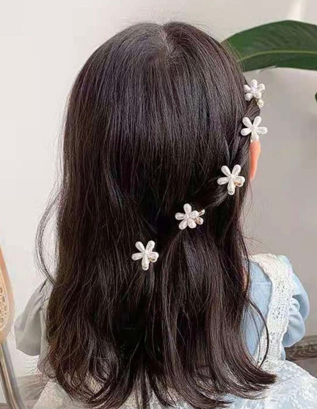 6 White Beaded Flower Hair Clips Flower Girl Hair Clips Etsy