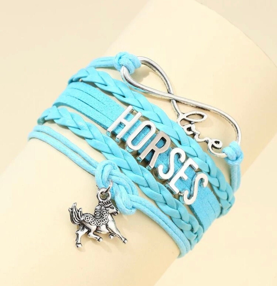 Horse Lover Bracelet in Blue, Horse Charm Bracelet, Horse Charm Jewelry