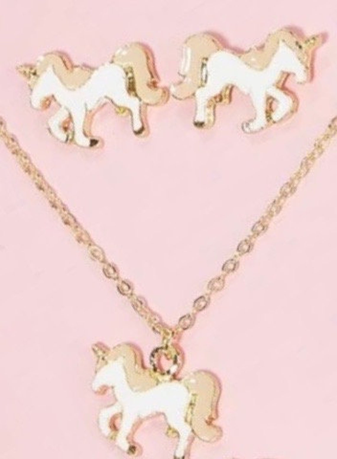 Unicorn Jewelry Set Unicorn Necklace Unicorn Earrings Etsy