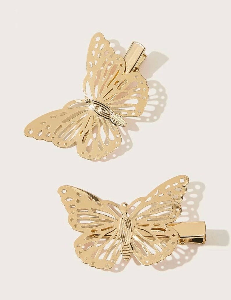 Pretty Gold Butterfly Hair Clips Butterfly Hair Accessories Etsy