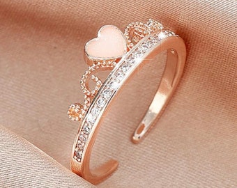 Rhinestone Heart Cuff Ring - Etsy