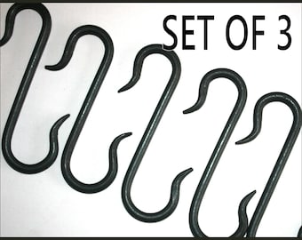 Crochets pour casseroles forgés à la main : Cintres en fonte - Lot de 3