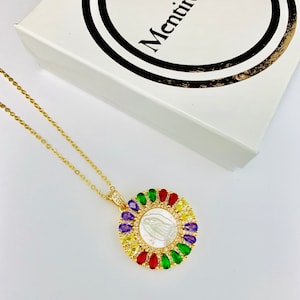 Virgin  Mary Necklace Catholic Necklace, Miraculous Necklace, Medal Necklace Gold Plated Necklace,