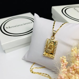 Virgin Mary necklace, gold plated necklace,  catholic, medal necklace, miraculous.