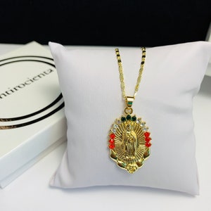 Virgin Mary Necklace, Gold Plated Necklace, Miraculous Necklace, Catholic  Medal Necklace,