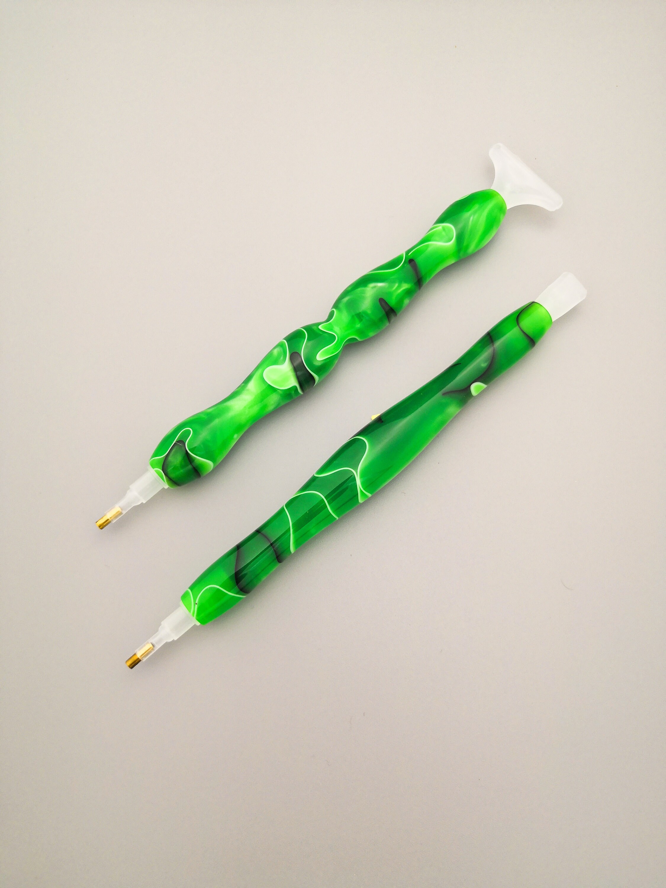 Handmade acrylic diamond painting pengreen with black | Etsy