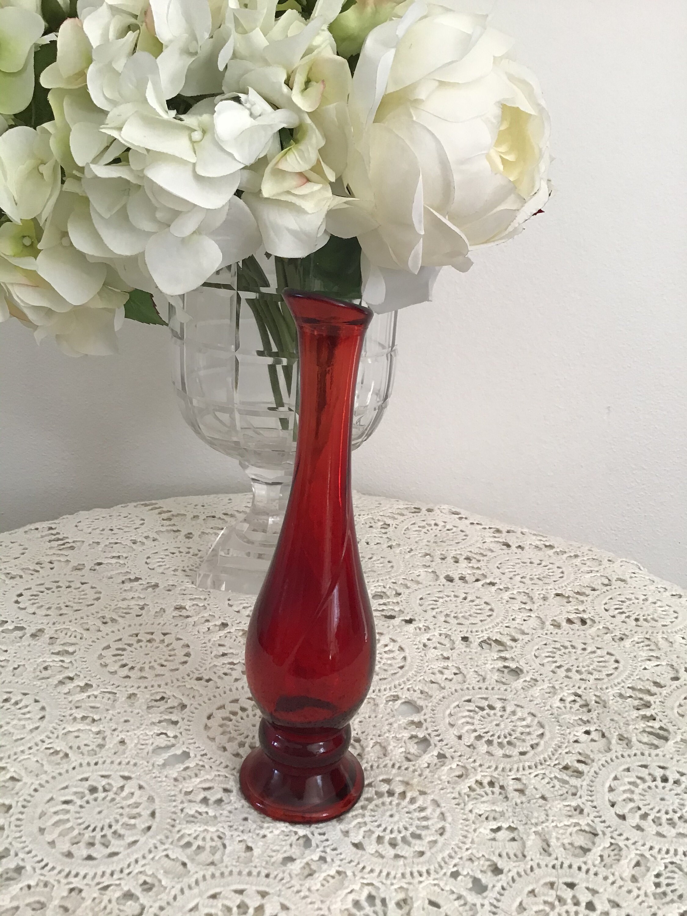 Ruby red Avon bud vase Etsy