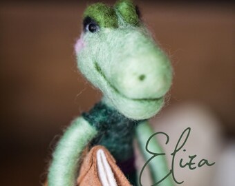 Dinosaur felted animal figurine | Quirky Booklover gift | Cozy book shelf decor | Eco-friendly collectible | Made to Order